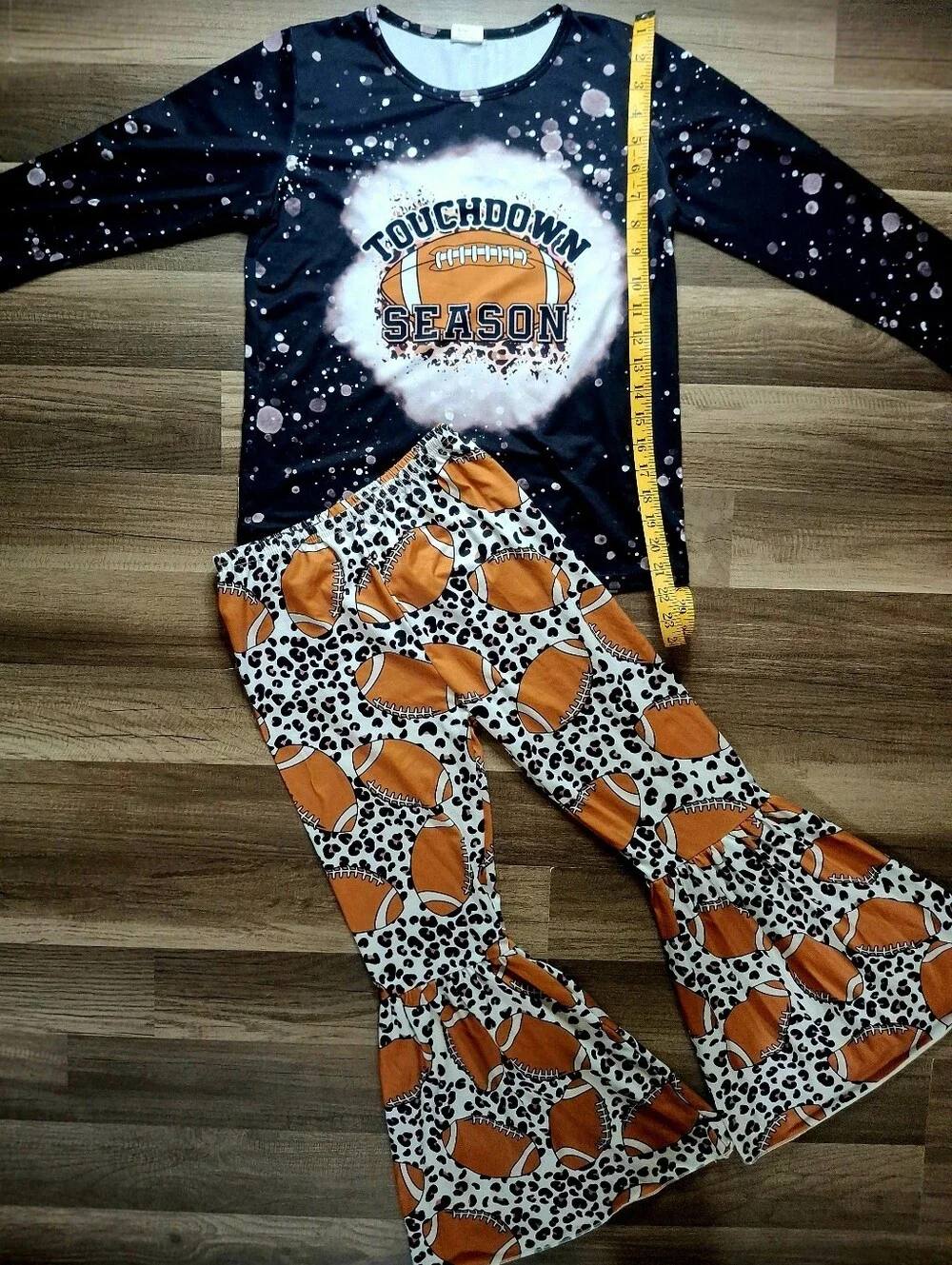 Kids Football 'Touchdown Season' Pajama Set - Black & Orange
